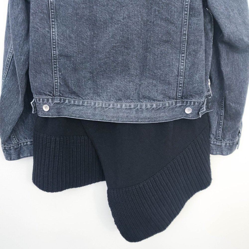 Sacai Hybrid Knitted Wool Cardigan Denim Jacket In Black 3 Large - Picture 9 of 12